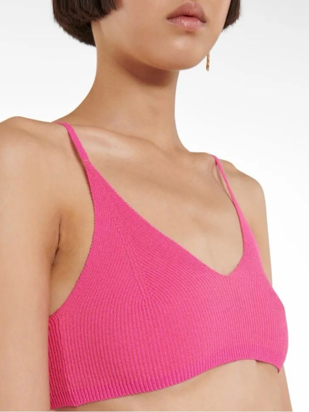 Jacquemus Pink Le Bandeau Valensole Ribbed Knit Bralette XL NWT! $165